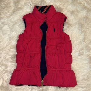 Girls Hot Pink and Navy Blue Reversible Polo Vest